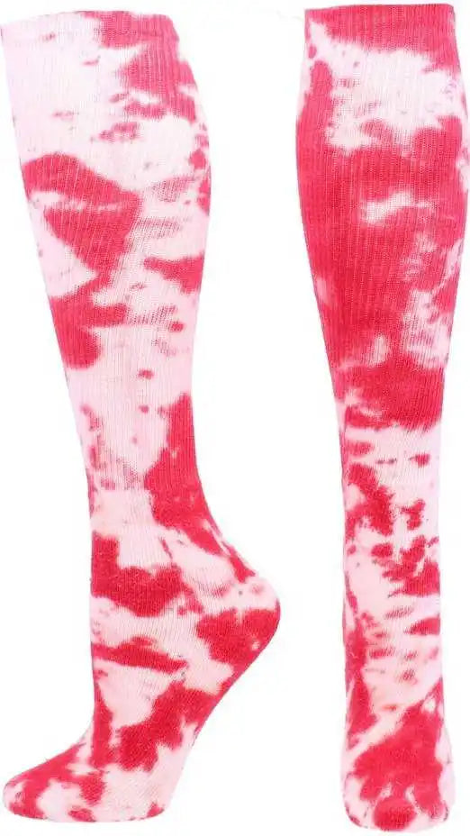 Tck Krazisox Tie Dye Knee High Socks - Scarlet White