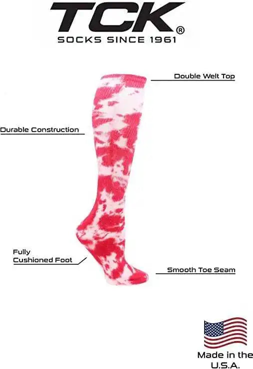 Tck Krazisox Tie Dye Knee High Socks - Scarlet White