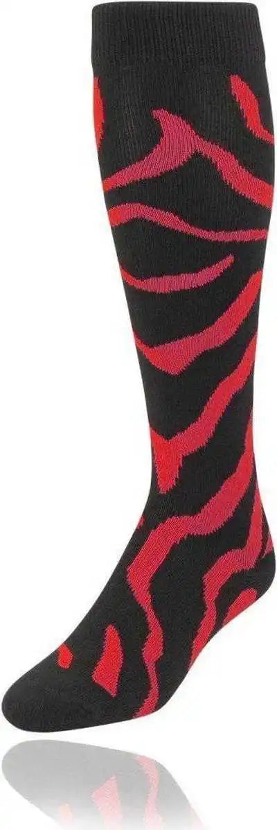 Tck Krazisox Zebra Knee High Socks - Black Scarlet