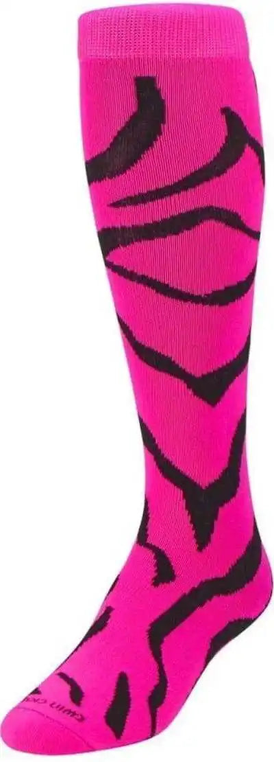 Tck Krazisox Zebra Knee High Socks - Hot Pink Black