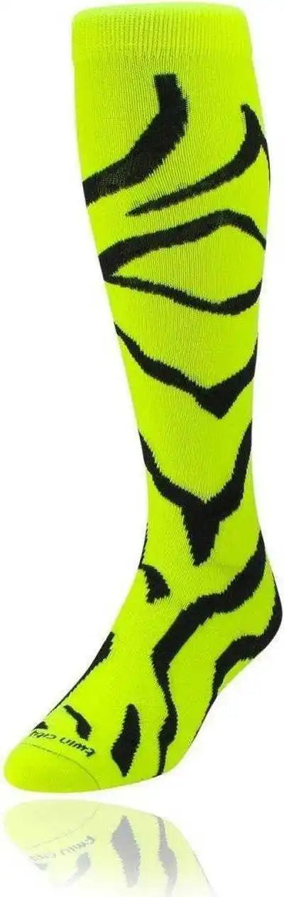 Tck Krazisox Zebra Knee High Socks - Neon Yellow Black
