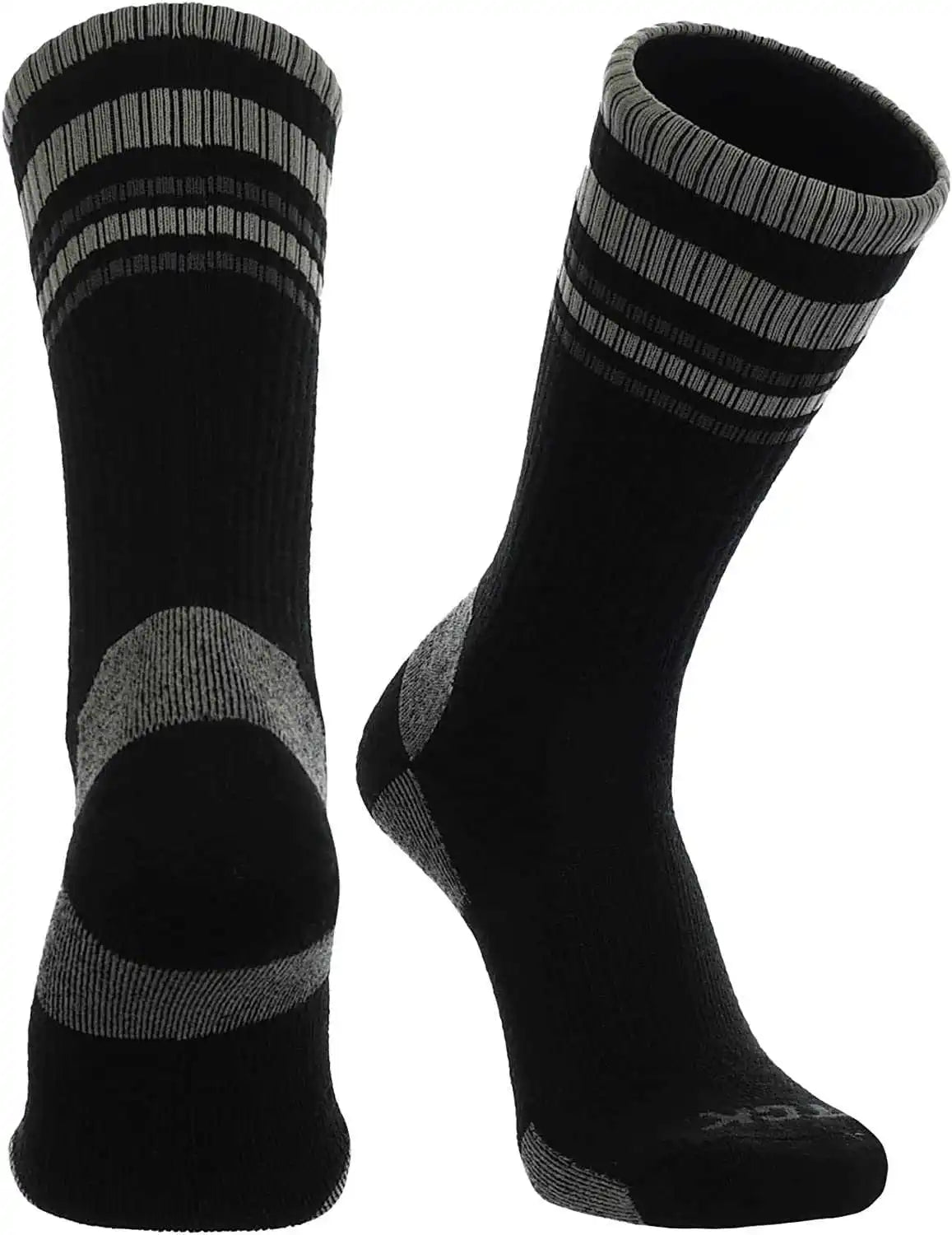 Tck Merino Wool Crew Socks - Black Gray Graphite Stripe