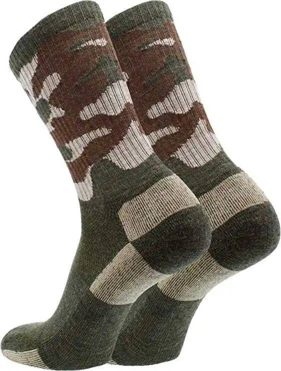 Tck Merino Wool Crew Socks - Green Camo