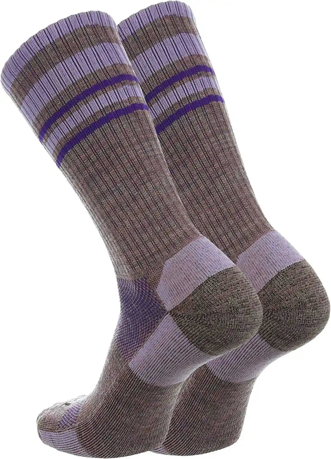 Tck Merino Wool Crew Socks - Plum Lavender Purple Stripe