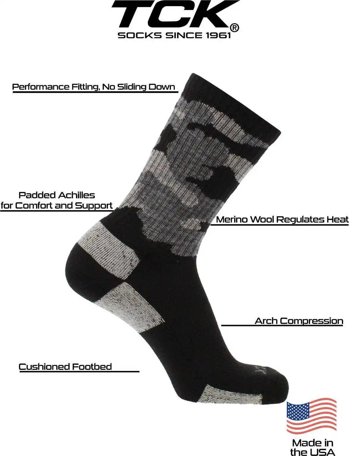 Tck Merino Wool Crew Socks - Red Camo