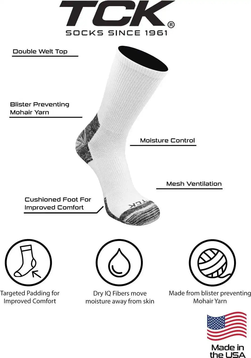 Tck Pickleball Socks Crew Sock - Black