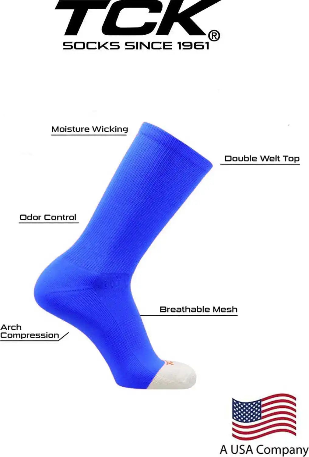 Tck Prosport Mid Crew Socks - Royal