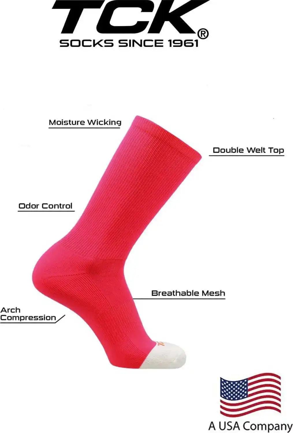 Tck Prosport Mid Crew Socks - Scarlet