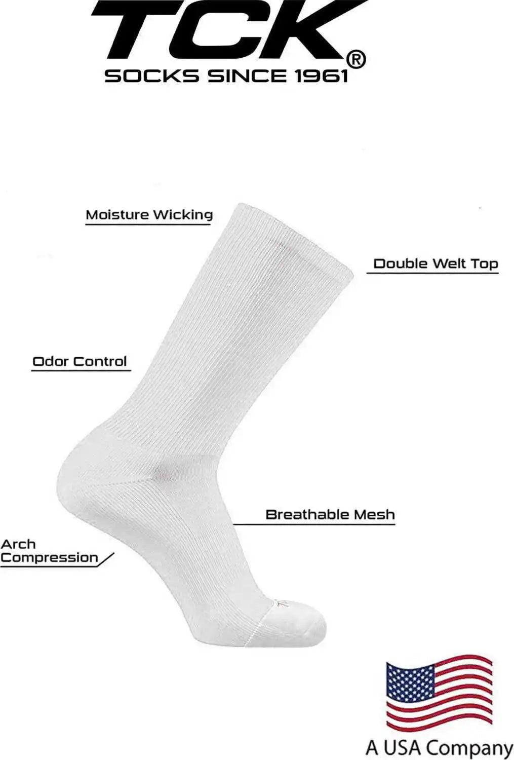 Tck Prosport Mid Crew Socks - White