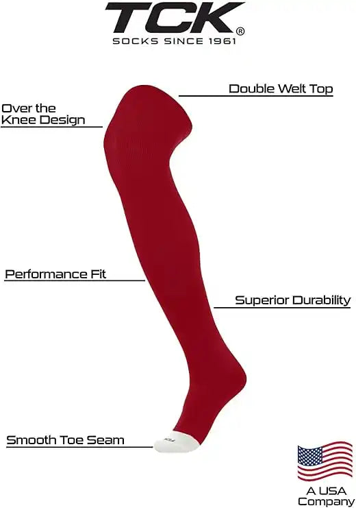 Tck Prosport Over the Knee Baseball Socks - Cardinal