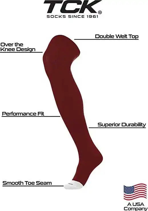Tck Prosport Over the Knee Baseball Socks Maroon