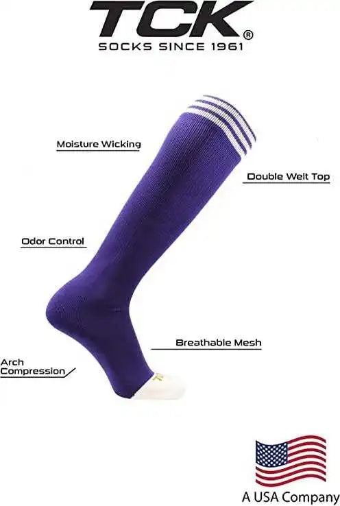 Tck Prosport Striped Knee High Tube Socks - Purple White