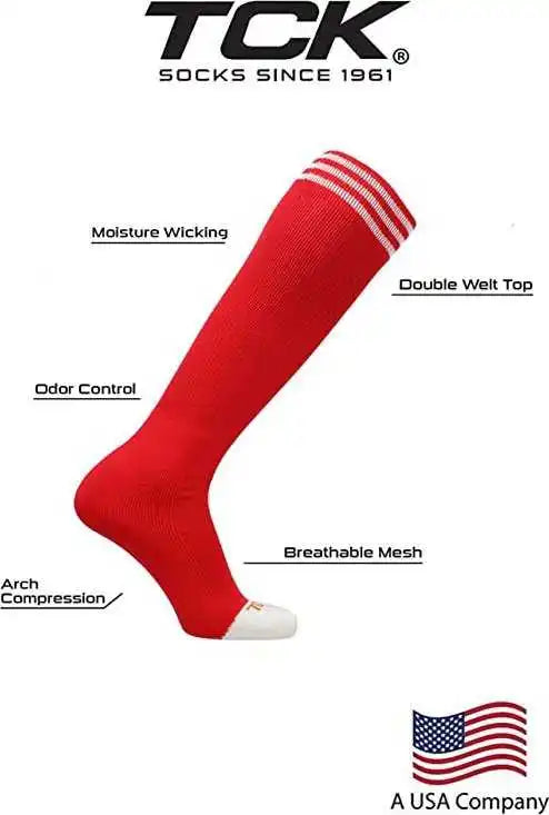 Tck Prosport Striped Knee High Tube Socks - Scarlet White