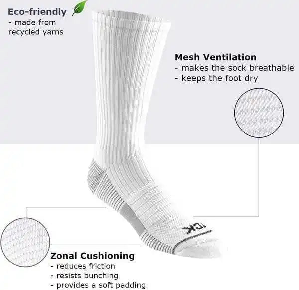 Tck Repreve Crew Socks (3 Pk 1 Pair of Each Color) Black Graphite White