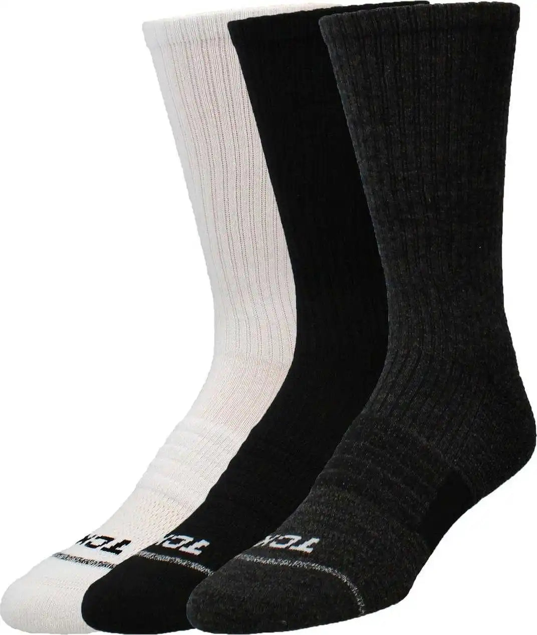Tck Repreve Crew Socks (3 Pk 1 Pair of Each Color) Black Graphite White