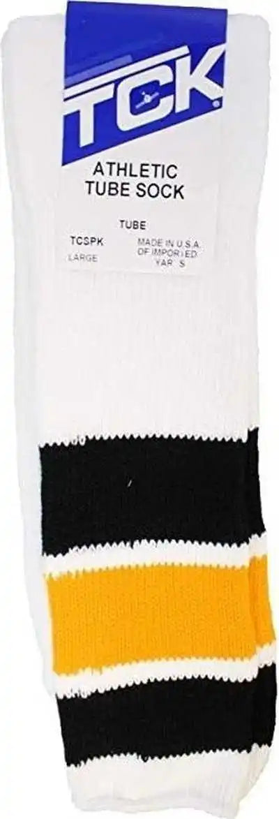 Tck Retro 3-stripe Knee High Multisport Tube Socks - White Black Gold