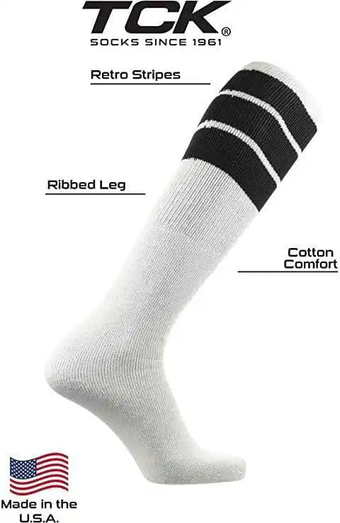 Tck Retro 3-stripe Knee High Multisport Tube Socks - White Black
