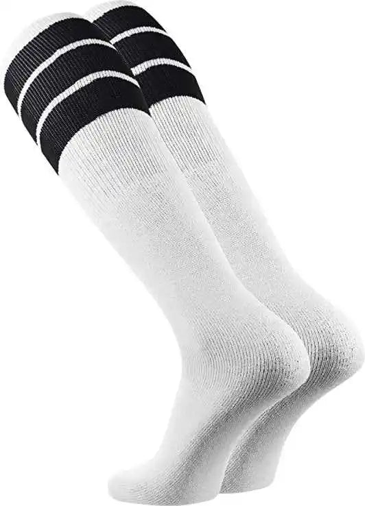 Tck Retro 3-stripe Knee High Multisport Tube Socks - White Black