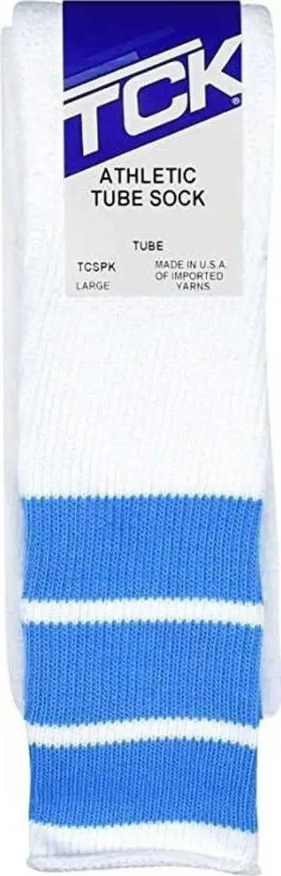 Tck Retro 3-stripe Knee High Multisport Tube Socks - White Columbia Blue - Youth