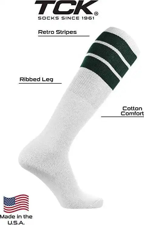 Tck Retro 3-stripe Knee High Multisport Tube Socks - White Dark Green