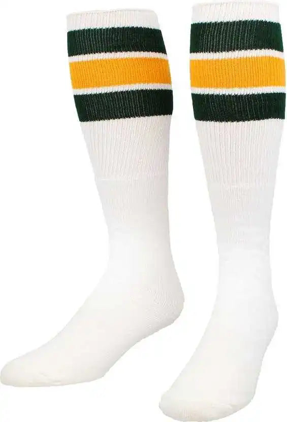 Tck Retro 3-stripe Knee High Multisport Tube Socks - White Dark Green Gold