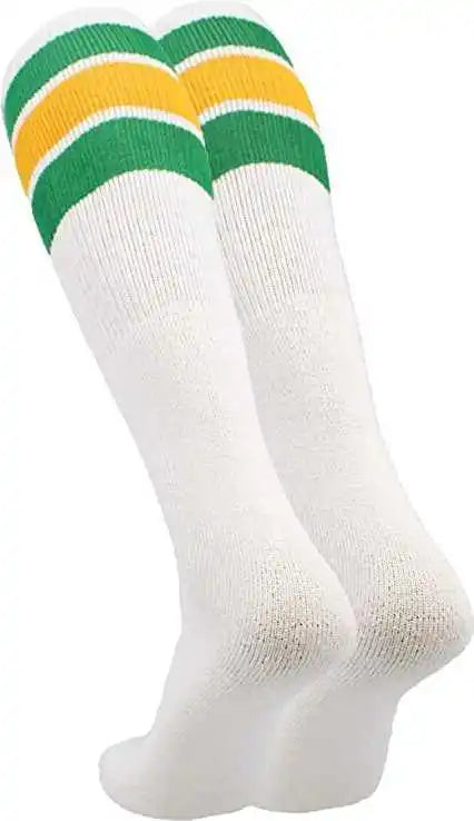 Tck Retro 3-stripe Knee High Multisport Tube Socks - White Kelly Gold