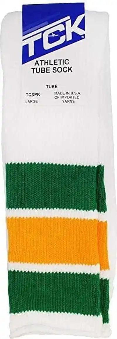 Tck Retro 3-stripe Knee High Multisport Tube Socks - White Kelly Gold