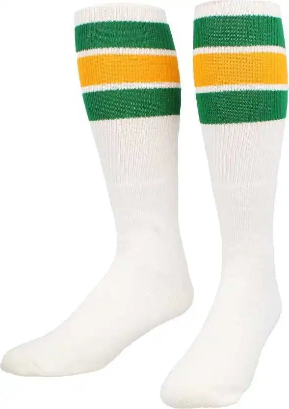 Tck Retro 3-stripe Knee High Multisport Tube Socks - White Kelly Gold