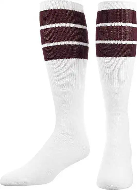 Tck Retro 3-stripe Knee High Multisport Tube Socks - White Maroon