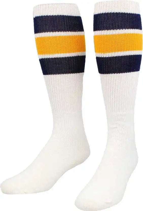 Tck Retro 3-stripe Knee High Multisport Tube Socks - White Navy Gold