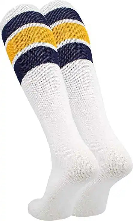 Tck Retro 3-stripe Knee High Multisport Tube Socks - White Navy Gold