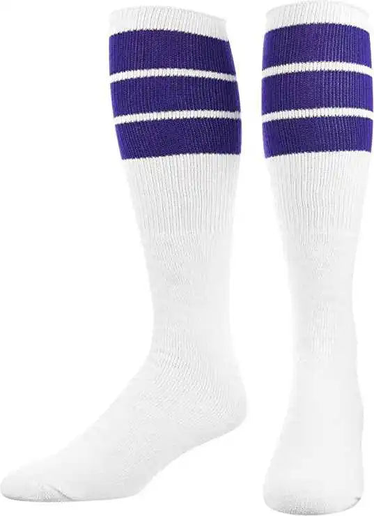 Tck Retro 3-stripe Knee High Multisport Tube Socks - White Purple