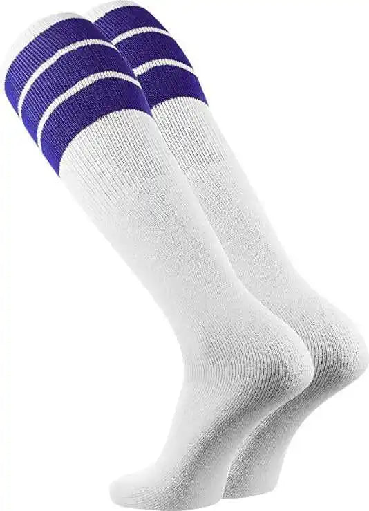 Tck Retro 3-stripe Knee High Multisport Tube Socks - White Purple