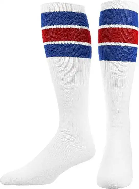 Tck Retro 3-stripe Knee High Multisport Tube Socks - White Royal Scarlet
