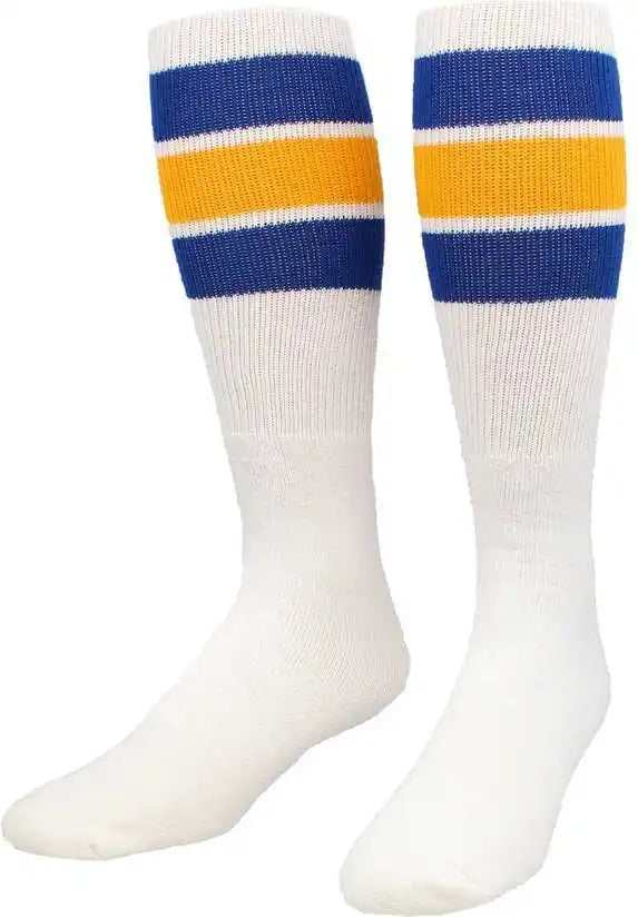 Tck Retro 3-stripe Knee High Multisport Tube Socks - White Royal Gold