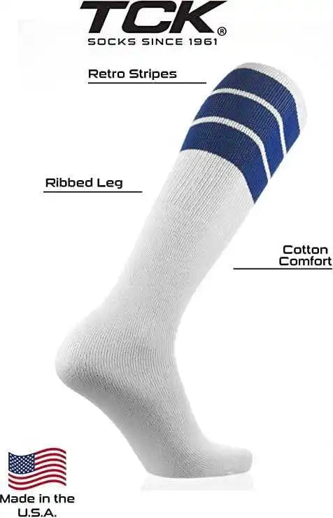 Tck Retro 3-stripe Knee High Multisport Tube Socks - White Royal