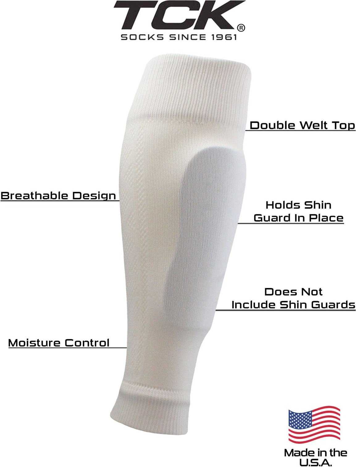 Tck Soccer Leg Sleeves for Shin Guards - White