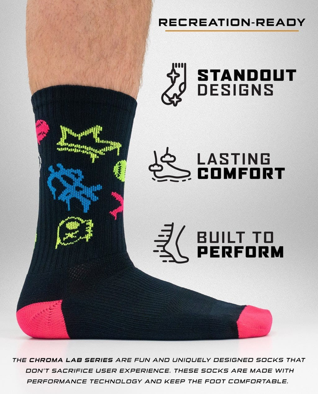 TCK After-Glow Graffiti  Crew Socks - Black Hot Passion - HIT a Double - 1