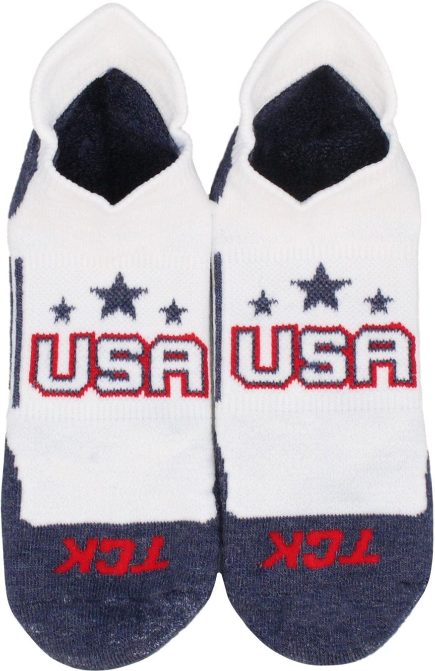 TCK Tour USA No Show Socks for Men and Women - White Black - HIT a Duble - 2
