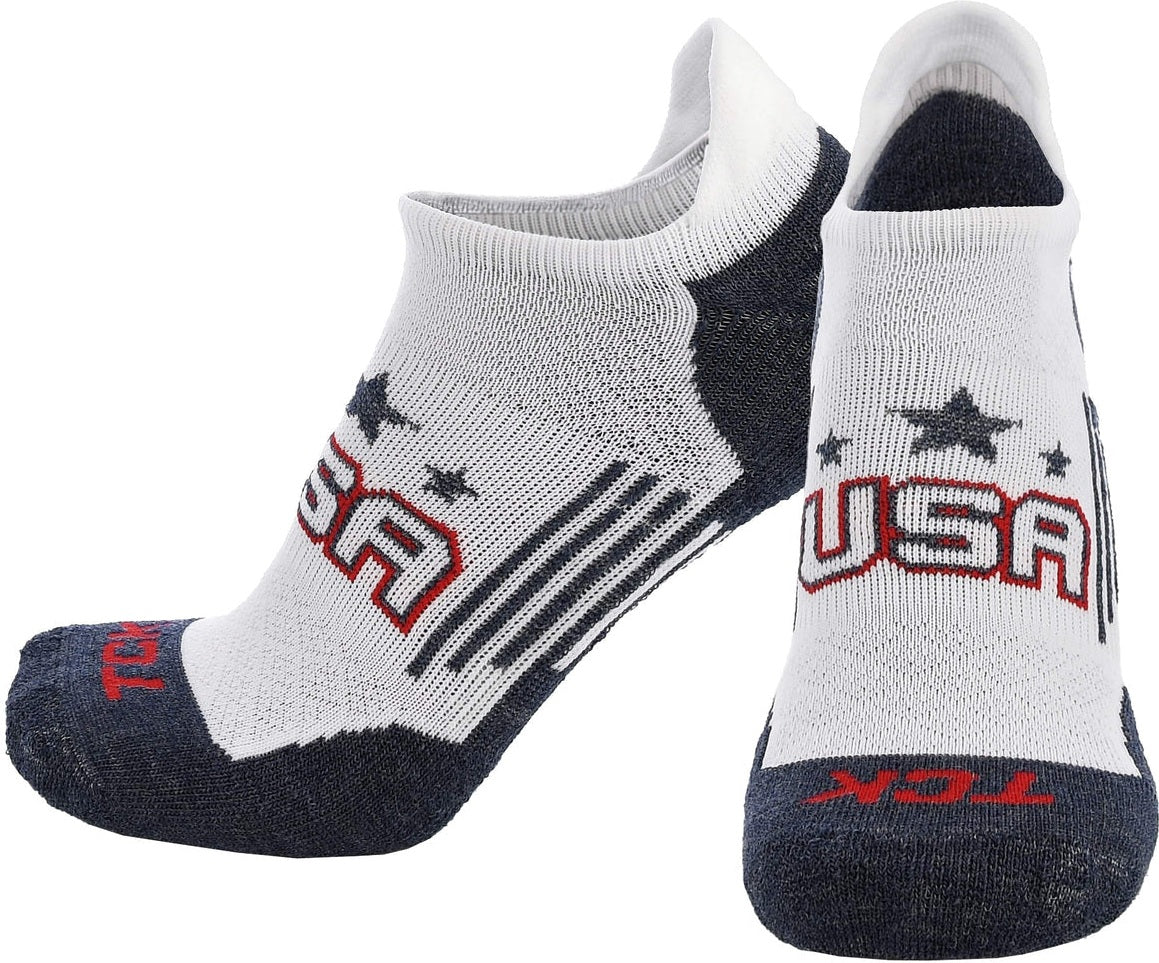TCK Tour USA No Show Socks for Men and Women - White Black - HIT a Duble - 1