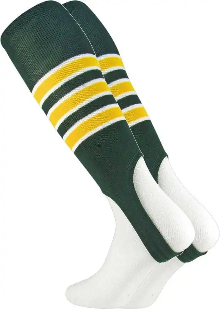 Tck Stirrups with Stripes -dark Green White Gold