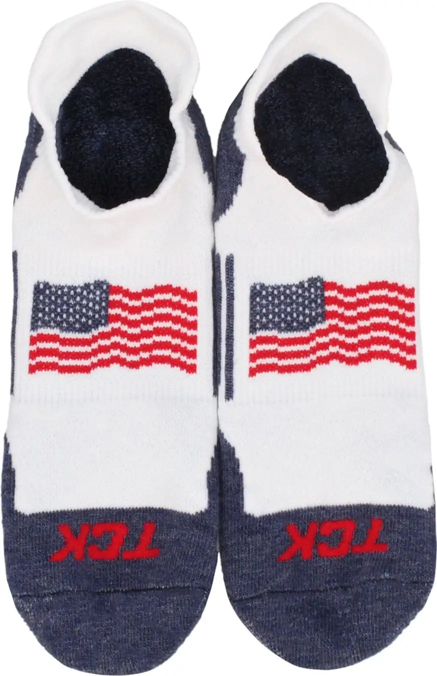 Tck Tour Flag no Show Socks for Men and Women - White Black