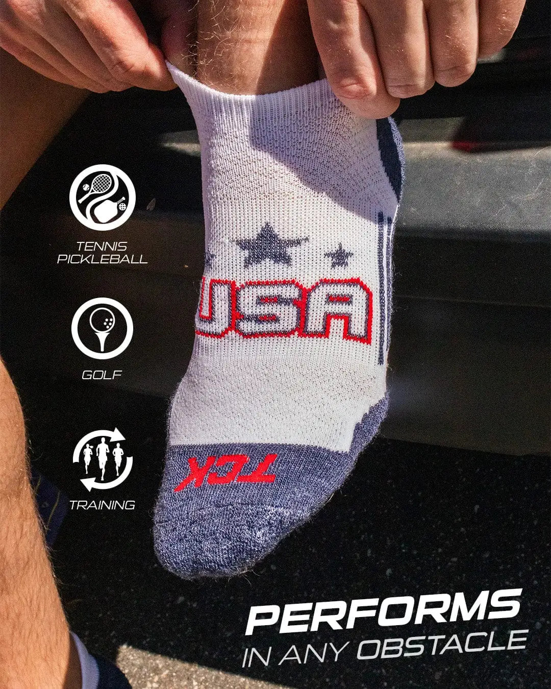 Tck Tour Flag no Show Socks for Men and Women - White Black