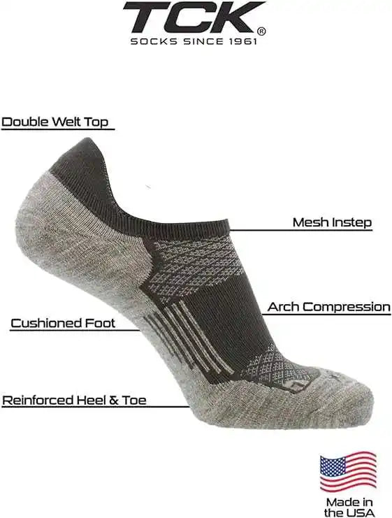 Tck Tour Golf Socks for Men and Women’s no Show - Graphite Gray