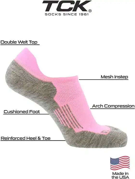 Tck Tour Golf Socks for Men and Women’s no Show - Hot Pink Gray