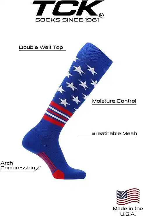 Tck Usa Freedom Knee High Socks - Royal White Scarlet