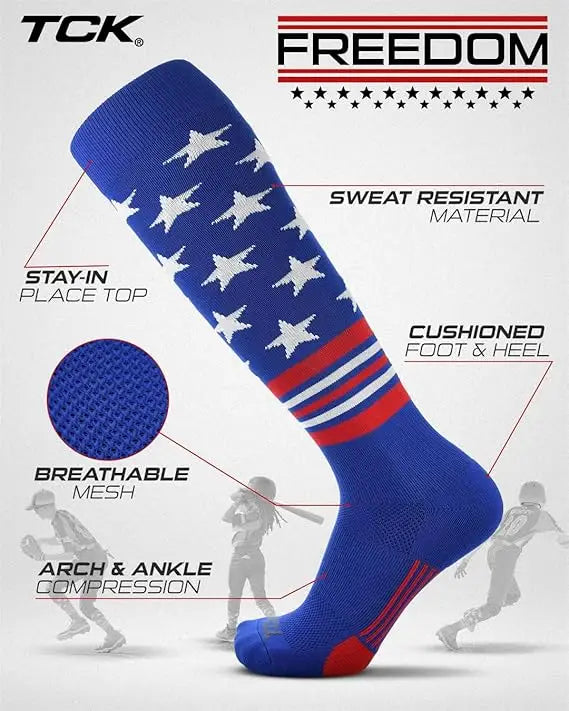 Tck Usa Freedom Knee High Socks - Royal White Scarlet