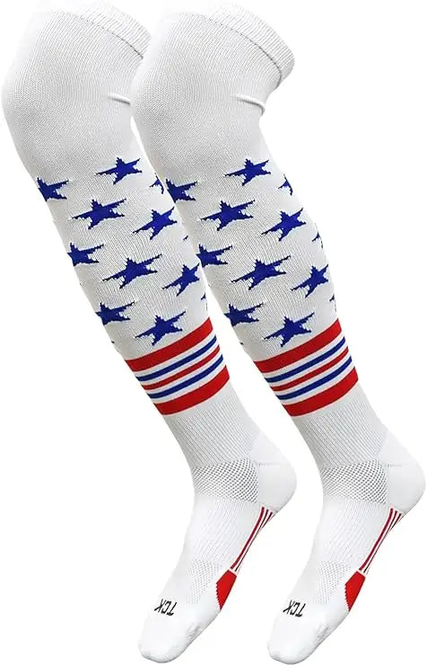 Tck Usa Freedom Over the Knee Baseball Socks - White Royal Scarlet