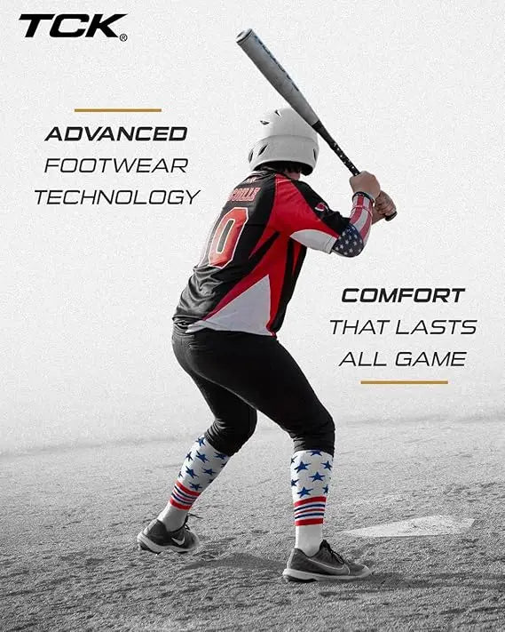 Tck Usa Freedom Over the Knee Baseball Socks - White Royal Scarlet