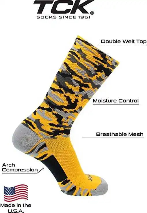 Tck Woodland Camo Crew Socks - Gold